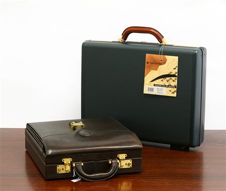 Lotto di una valigia 24 ore Samsonite e una borsa da lavoro in cuoio