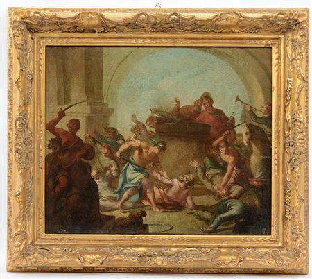 Scuola dell'inizio del sec. XIX "Scena mitologica" olio su tela (cm 36x45) In...