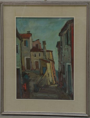 Gianpietro Maggi "Pianello Valtidone" 1969 olio su tela (cm 50x70) firmato in...