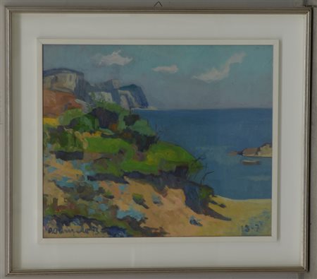 Alfredo D'Angelo "Sardegna Porticciolo olio su tela (cm 50x60) firmato in...