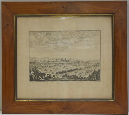 Incisione in rame del sec. XVIII raffigurante una veduta di Firenze dal...