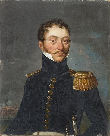 Scuola dell'inizio del sec. XIX "Ritratto di ufficiale francese" olio su tela...