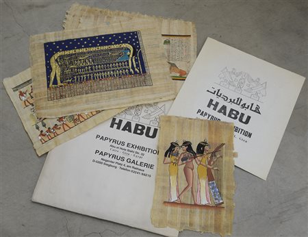 Lotto composto da diversi papiri moderni raffiguranti soggetti dell'antico...