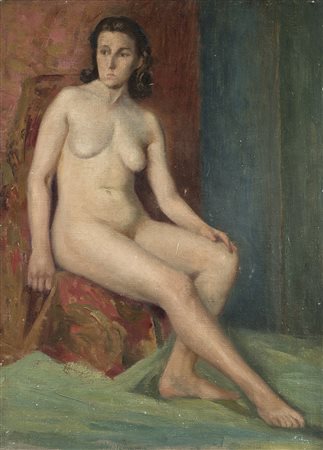 Ignoto sec. XX "Nudo di donna" olio su tela (cm 46x33)-ENAuthor unknown, 20th...