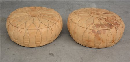 Coppia di pouf in pelle