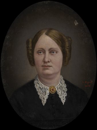 Louis Joseph Digout (1821)"Ritratto di dama" olio su tela (cm 24,5x19)...