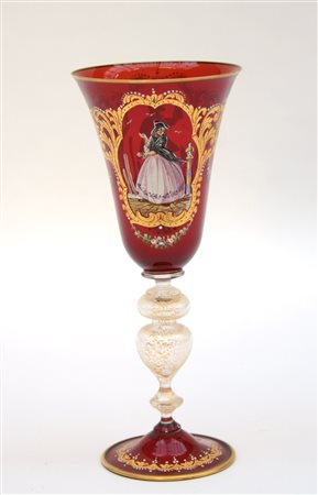 Manifattura di Murano del secolo XX, bicchiere in vetro trasparente con...