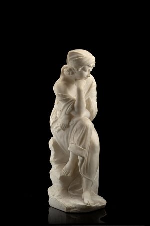 Artista del sec. XIX "La spigolatrice" scultura in alabastro (h. cm 40)...