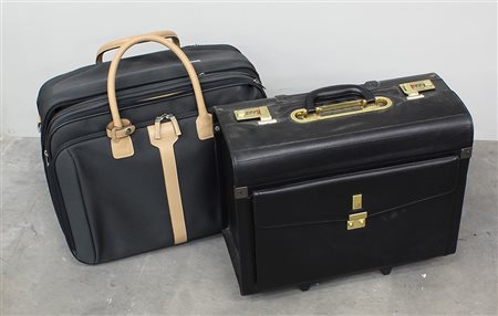 Samsonite e Dunhill, due borsoni/trolley da viaggio in diverso materiale,...