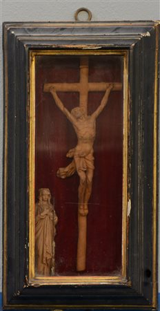 Arte della fine del secolo XIX, Cristo crocifisso con Santa. Composizione in...