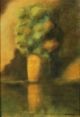 Baudone Paolo "Vaso con fiori" olio su cartoncino (cm 48x33,5) Firmato in...