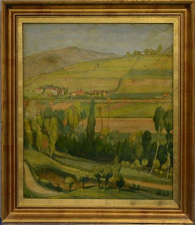 Leonardo Tozzo "Paesaggio collinare"olio su tela (cm 61x52) firmato e datato...