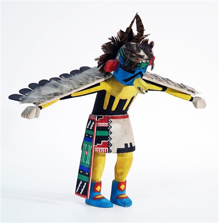 Bambola Kachina Hopi, "Aquila", Arizona, Stati Uniti, in legno policromo...