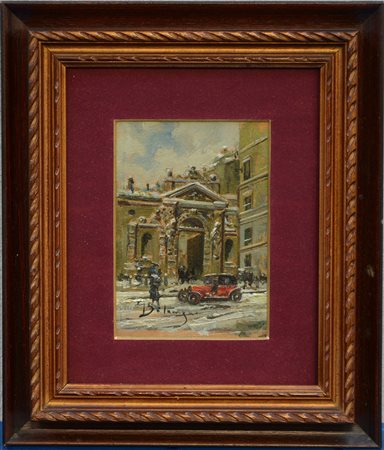 Ignoto "Scorcio di Milano" (cm 17x12). Firmato Solenghi in basso al centro....