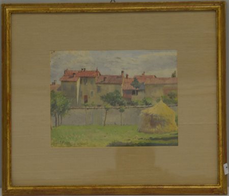 Tino Aroldi "Cascina" olio su tela (cm 20x25) Firmato in basso a sinistra. In...