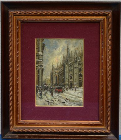 Ignoto "Scorcio del Duomo di Milano" (cm 17x12) Firamto Solenghi in basso al...