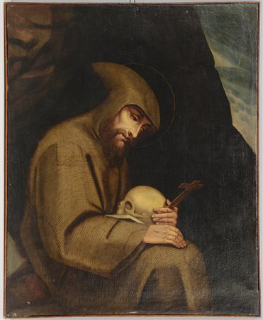 Scuola spagnola del secolo XVIII "San Francesco" olio su tela (cm 105x85)...