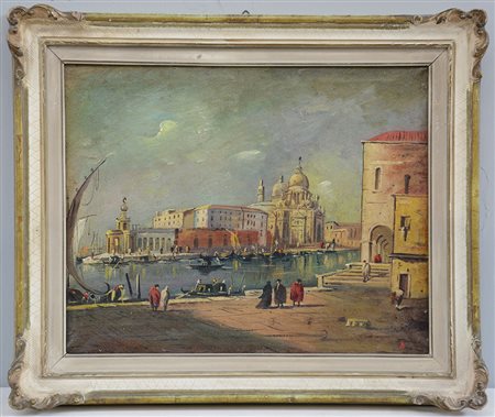 Ignoto "Venezia la chiesa della salute" olio su tela (cm 41x51) siglato in...