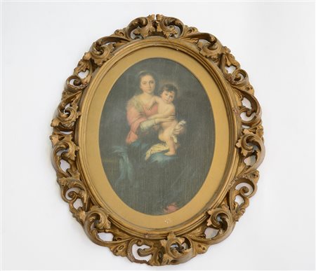 Riproduzione da un dipinto di Murillo raffigurante Madonna con bambino in...