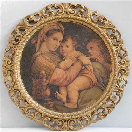 Riproduzione raffigurante Madonna della Seggiola da Raffaello (d cm 50) in...