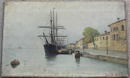 Egidio De Rubelli "Laguna veneta" olio su tela (cm 40x64) firmato in basso a...