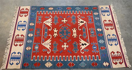 [Tappeti] Tappeto Kilim, Yugoslavia, secolo XX. Disegno geometrico nei toni...