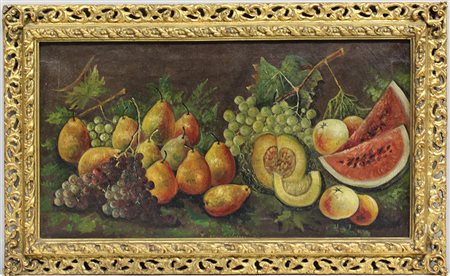 Ignoto "Natura morta con frutta" olio su tela (cm 40x70) in cornice