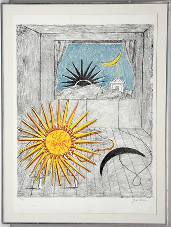 Giorgio De Chirico (Volos 1888 - Roma 1978)"Il sole e la luna in una stanza"...