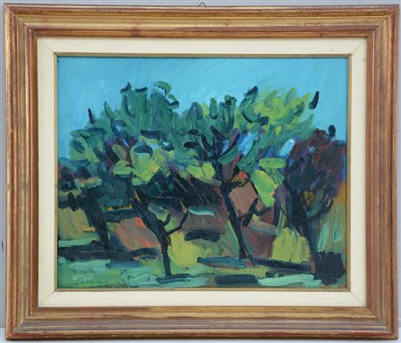 Aldo Pogliani (Milano 1936 - 2008)"Paesaggio" olio su tela (cm 40x50) firmato...