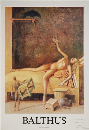 Un poster raffigurante dipinto di Balthus (cm 68x99) Firmato e dedicato...