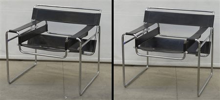 Marcel Breuer (Pécs 1902 - New York 1981)Coppia di poltrone mod. "B3" o...