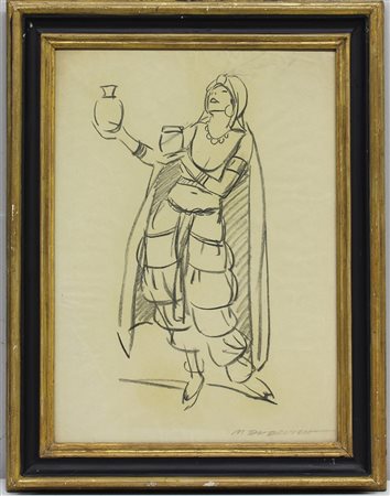 Marcello Dudovich (Trieste 1878 - Milano 1962)"Figura orientale"Carboncino su...