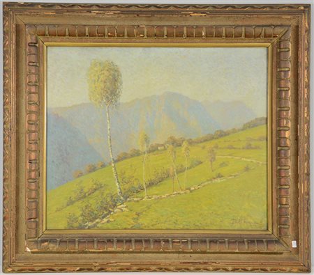 Aldo Dell'Acqua “Paesaggio montano”, olio su tela (cm 50x60) firmato in basso...