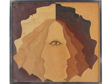 Anonimo (XX secolo), Olio su compensato, Volti 52x57 cm