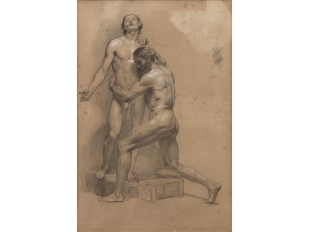 Anonimo (XIX secolo), Disegno su carta, Nudo 55,5x38,5 cm