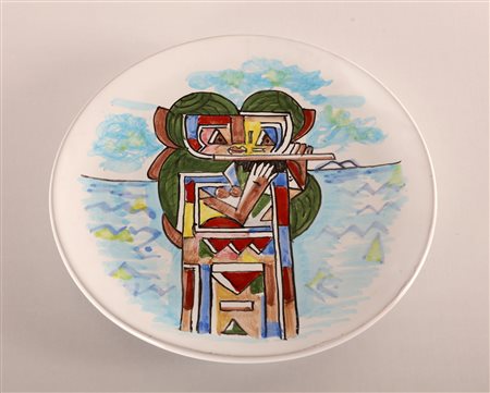 KODRA IBRAHIM (1918 - 2006) Senza titolo. Ceramica dipinta. Cm 24,00 x 24,00....