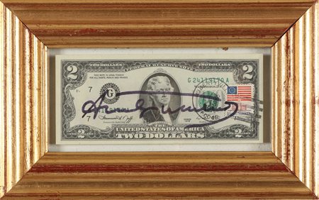 WARHOL ANDY (1928 - 1987) Two dollars. Intervento su banconota. Cm 15,50 x...
