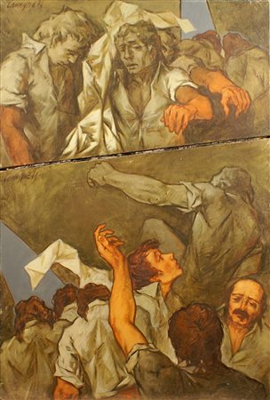 Eugenio Cannistrà (Sulmona 1945), "Senza titolo", olio su tela, cm. 120x80,...