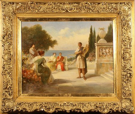 Giuseppe Sciuti (Zafferana Etnea 1834 - Roma 1911), "Scena pompeiana", olio...