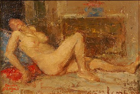 Cosmo d'Angeli Roma 1889 - 1968), "Nudo femminile", olio su tavola, cm....