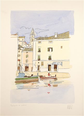 Aldo Riso (Santa Maria di Leuca 1928 - Roma 2008), "Scorcio di paesaggio...