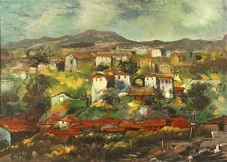 Corrado Mele (Napoli 1914), "Paesaggio calabrese", olio su tela, cm. 50x70,...