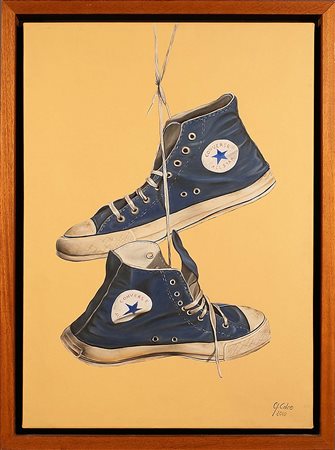 Giovanni Calce (Ceccano 1978), "All Star", olio su tela, cm. 70x50, firmato e...