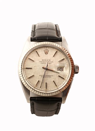 Orologio Rolex datejust in acciaio, quadrante argentato con indici e datario...