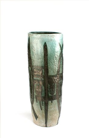 Salvatore Meli (Comiso 1929 - Roma 2011), vaso in ceramica a smalto verde,...