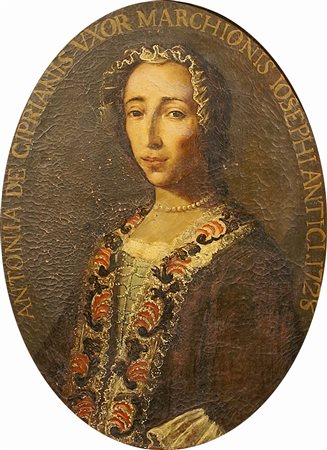 Scuola napoletana del XVIII secolo, "Ritratto di Antonia de Ciprianis", olio...