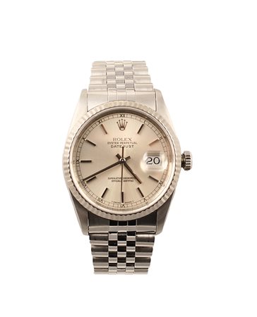 Orologio Rolex Oyster Perpetual Date Just in acciaio, cassa circolare con...