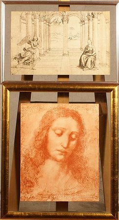 Fratelli Alinari, due stampe da Raffaello e Leonardo da Vinci, entro cornici,...