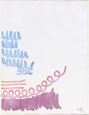 GIORGIO GRIFFA (1936) Tre linee con arabesco 1993 Acquerello su carta 32,6 x...