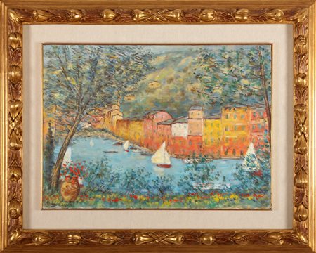 CASCELLA MICHELE (1892 - 1989) Portofino. Olio su tela . Cm 70,00 x 50,00....